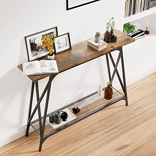 Wolawu Console Sofa Table 41.7 In Entryway Table Industrial Modern Narrow Sofa Tables With Shelves 2-Tier Storage, Entrance Tall High Table For Hallway, Entryway,Bedroom & Living Room Furniture #TOP3