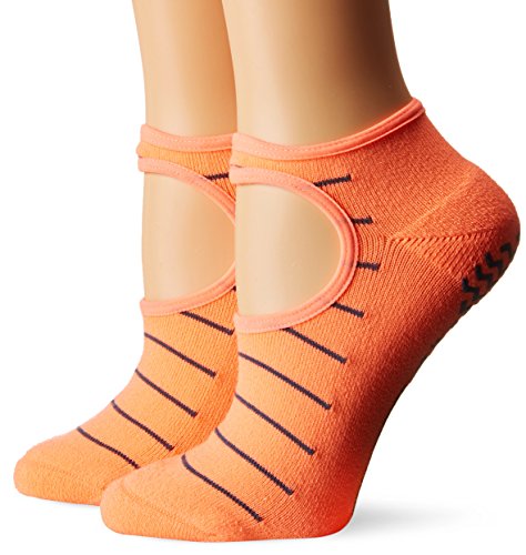 adidas Women's Studio Super No Show Socks (2 Pack), One Size, Sun Glow Orange/Deepest Space