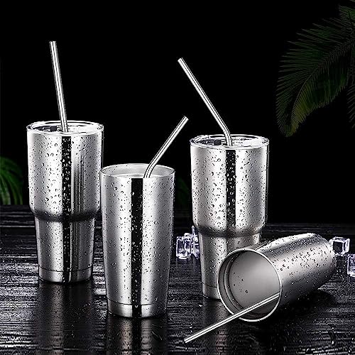Image of Vinaco Stainless Steel Straws Reusable, 12 Pack 8.5 inch & 10.5 inch Metal Straws 0.24 inch for 20 oz - 32 oz Tumblers, Long Drinking Straws with Cleaning Brush for Coffee, Juice, Cocktail and Hot Drinks