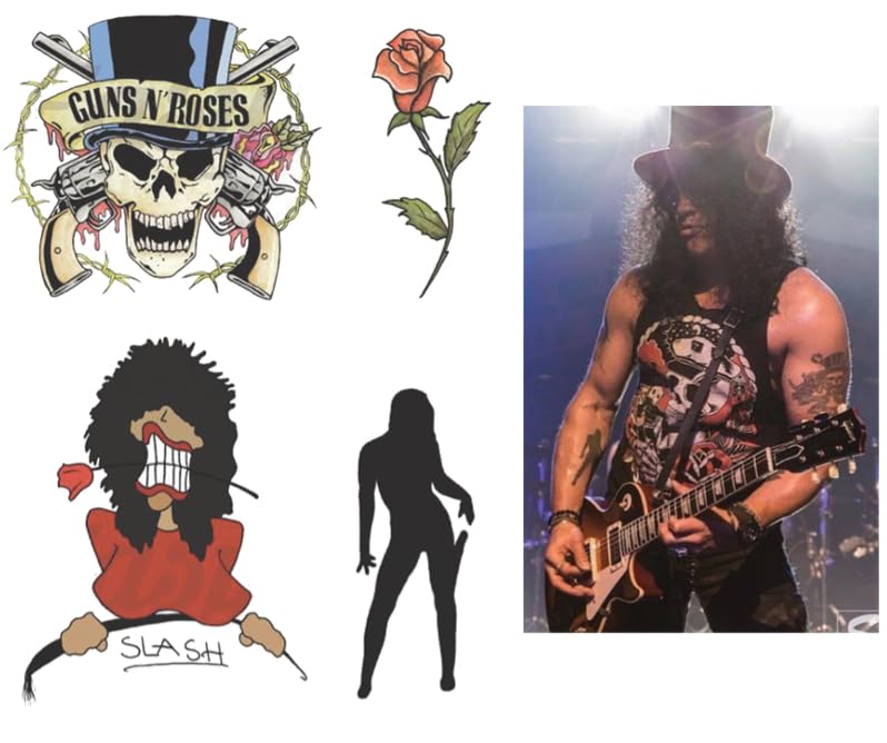 Slash guitarist Fake temporary Tattoos, Red, 15cm x 20cm