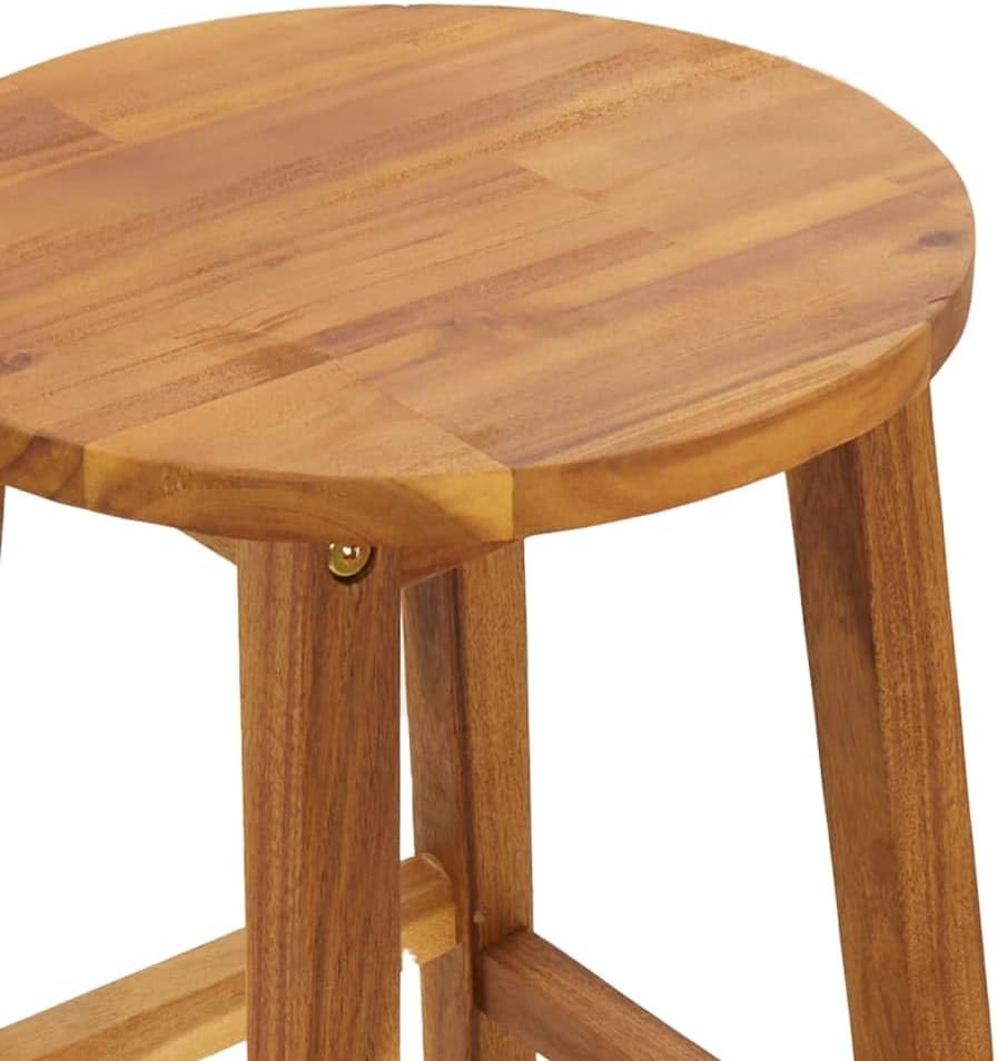 vidaXL Patio Bar Set 5 Piece, Outdoor Hightop Table and Chair, Counter Height Desk, Pub Table Set for Backyard, Farmhouse Style, Solid Wood Acacia