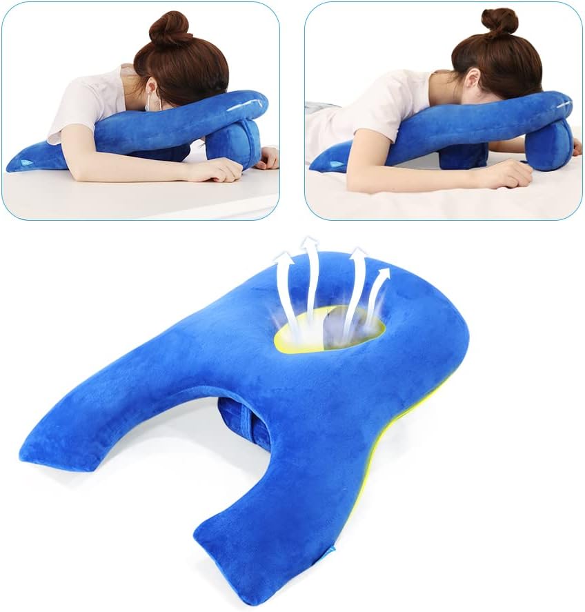 Face Down Pillow After Eye Surgery for Sleeping Prone Pillow with Face Hole Massage Head Rest for Bed Napping Desk Pillow Detached Retina Vitrectomy Recovery Equipment Head Positioning Pillow