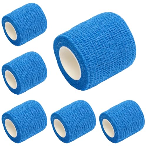 LJFEA Venda Cohesiva 2,5cm x 4,5m Deportivo Cohesivo Cinta Bendaje Adhesiva para Protegen Dedos, Muñecas, Tobillos Vendaje Autoadhesivo Elástico Banda Venda Cinta (Azul)