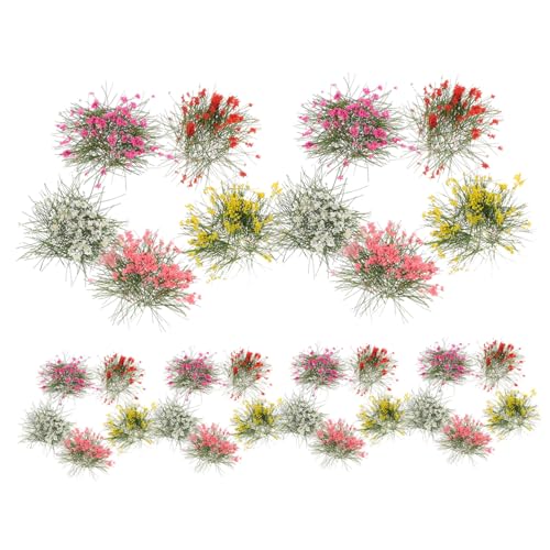 Artibetter 5個 花?草蔟 点 チュア花クラスター 模型道風景用 リアル造花草房 建築サンドテーブル装飾 園景観用
