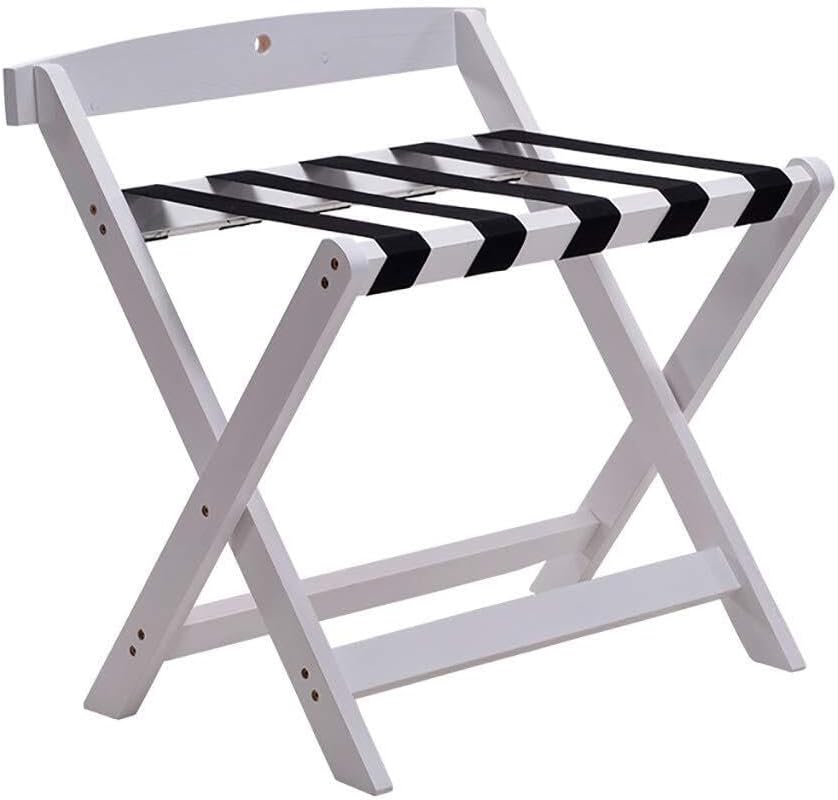 Foldable Luggage Rack with Nylon Straps – Pine Wood Suitcase Holder, Multifunctional Storage Shelf for Hotel, Bedroom, and Travel – 60x50x65cm