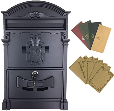 Yahead Outdoor Mailbox Retro Vintage European Aluminum Wall Mounted Mail Box Post Box Secure Letterbox Outside Mailboxe