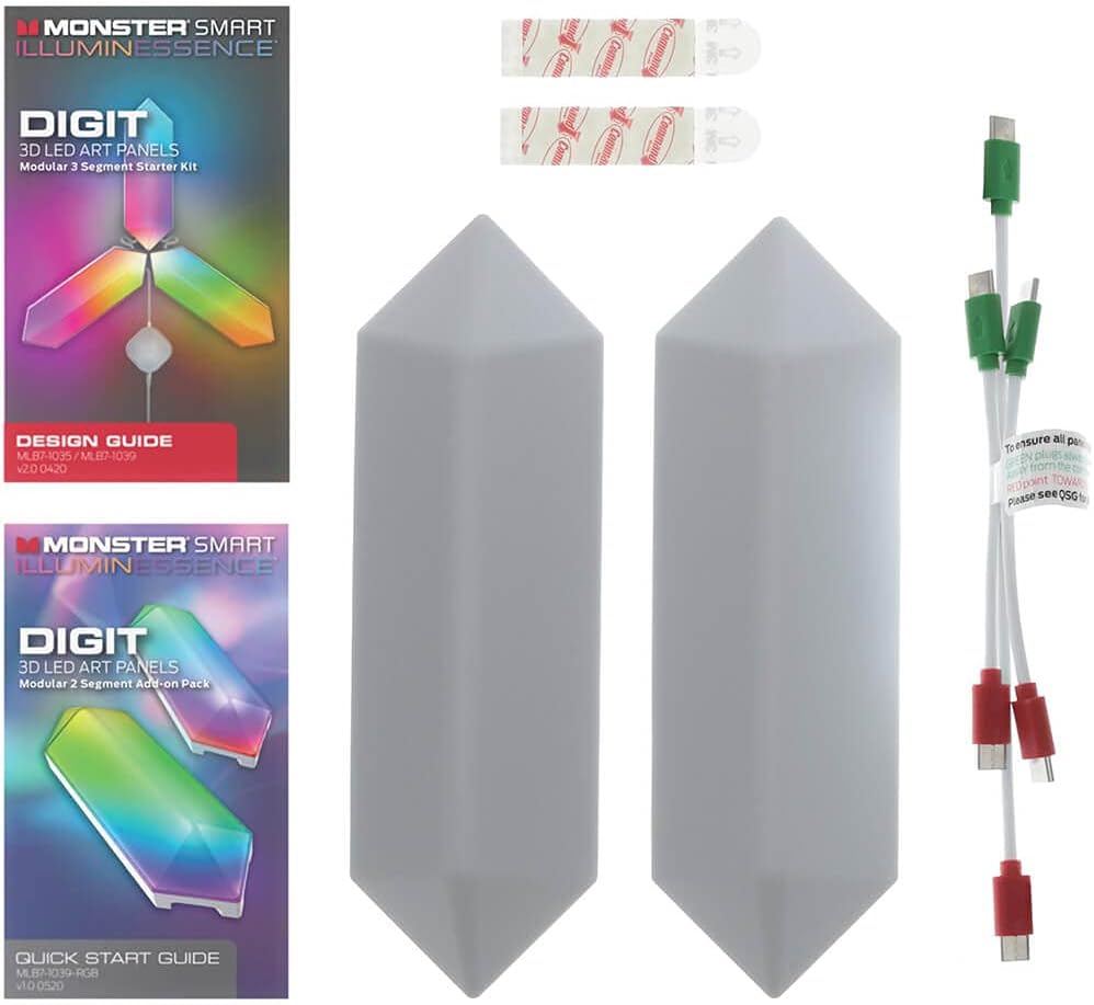 Monster MLB71039RGB Digit Add-On Pack0150; Smart Modular 3D LED Art Panels, Multicolor