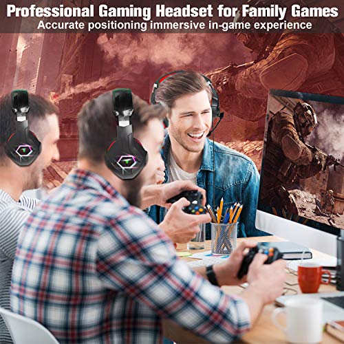 PS4 Cuffie Gaming e Bass Stereo, FISHOAKY Cuffie da Gioco con Mic a LED, 3,5mm Jack Game Headset con Cancellazione del Rumore e Controllo del Volume per PS4 Xbox One X/S Nintendo Switch PC (red)