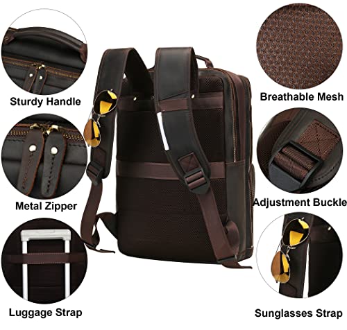 Ubant Leather Backpack For Men,17.3" Laptop Backpack Large Capacity Multi Pockets Casual Travel Business Office Work Bag School Camping Weekend Daypack Outdoor Sports Rucksack #TOP4