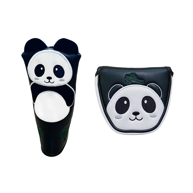 Golf SchläGerkopfhüLlen Niedliche Panda-Golf-Putter-Abdeckung, Golf-Kopfbedeckung, Schutz, 2 Stile GolfschläGer Hauben(1)
