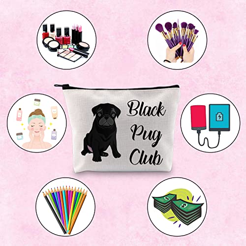 TSOTMO Pug Lover Gift Zipper Pouch Makeup Bag - Black Pug Club Puppy Love3