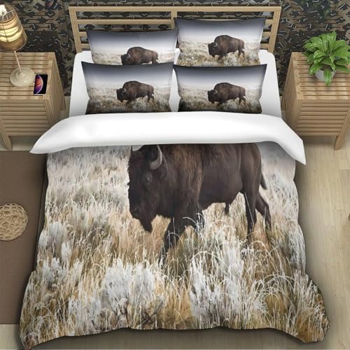 Parure de lit bison 3D housse de couette 140x200 microfibre