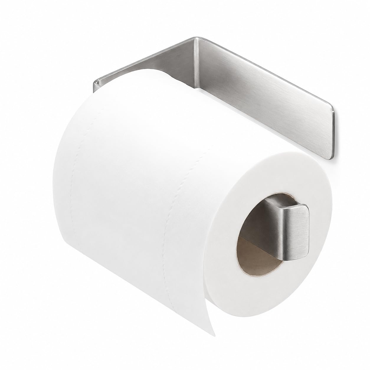 Alper Banyo Paslanmaz Çelik Lamalı Tuvalet Kağıtlığı, Krom Renk WC Kağıt Askılığı, Hem Yapışkanlı Hem Vidalı Montajlı, Açık Uç Tasarımlı Banyo Kağıtlık, 5 Yıl Garantili