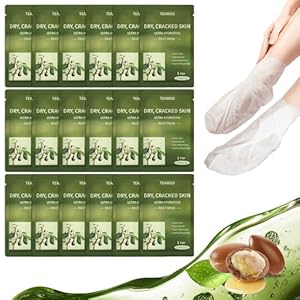 18 Pairs Moisturizing Foot Masks with Shea Butter, Jojoba Oil, Vitamin E & Urea, Intensely Hydrating Foot Mask For Dry Cracked Feet, Moisturizing Socks for Cracked Heel Treatment