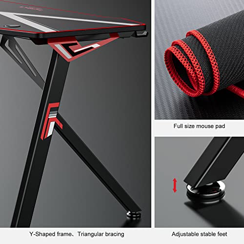 Furgle-Mesa-Gaming-Ergonomico-Mesa-Gamer-Z-Leg-Escritorio-GamingAlfombrilla-de-raton-Soportes-para-Asa-AuricularesTaza-de-Agua-Negro