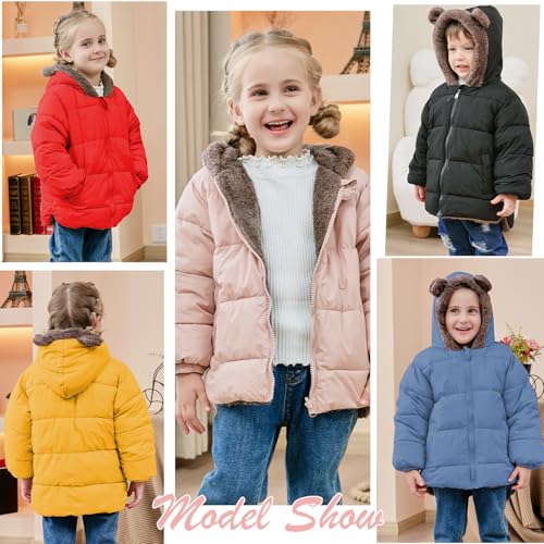 kids4ever Baby Kleinkinder Jungen Winterjacke Mantel 6-12 Monate Niedlich Plüsch Bärenohren Jacke Kapuzenjacke mit Reißverschluss Blau
