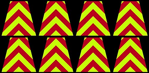 Kramer sticker's shop Kramer 8 Reflective Fluorescent Yellow and Red Chevron Fire Helmet Tetrahedrons Tets 2 ? 2 in.