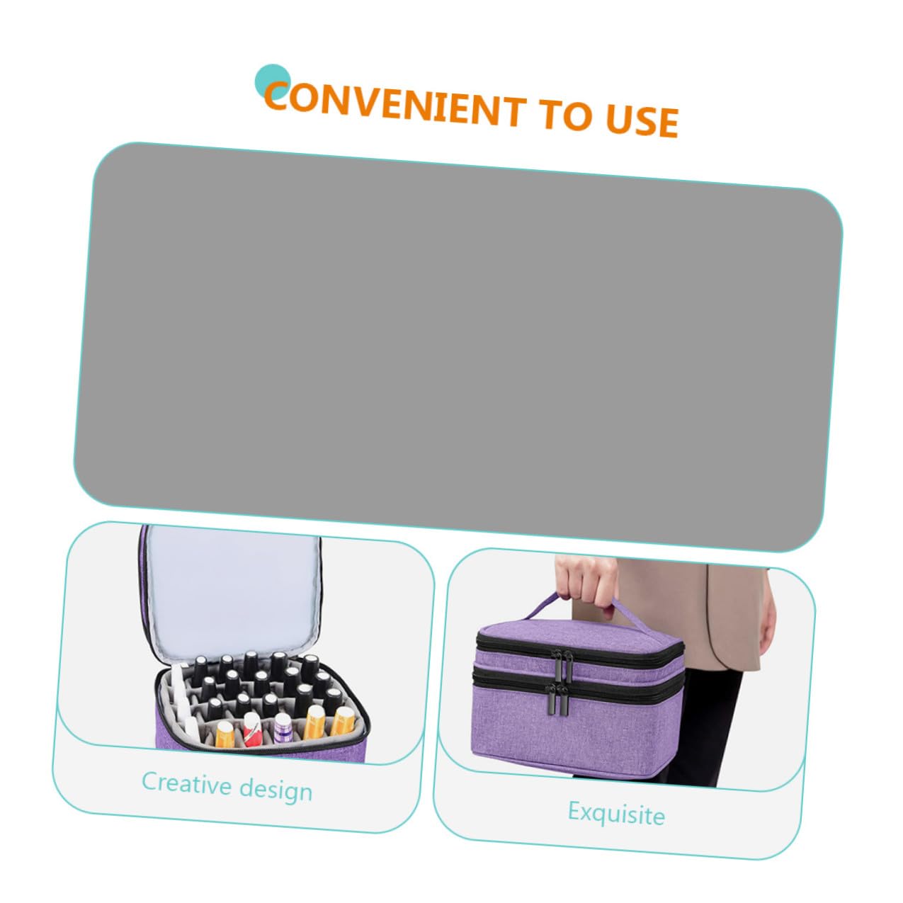 Generico Borsa Porta Smalti e Oli Essenziali con Manico Organizer Doppio Strato e Resistente Custodia da Viaggio Protettiva con Scomparti per Smalti e Cosmetici