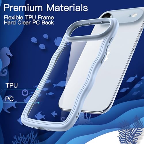 JETech Wavy Case for iPhone Air, Cute Wave Frame Curly Shape Shockproof Phone Cover for Women and Girls, Clear Hard PC Back, 6.5-Inch Display (Blue) by JETech - Image 4