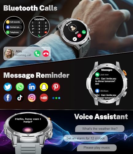 LIGE Smart Watch for Men with Answer/Make Calls, 1.75" HD Display Military Smartwatch with 1000mAh Battery(50+Standby), LED Flashlight, IP68 Waterproof, 120+ Sport Modes, Android iOS Smart Watches - Image 4