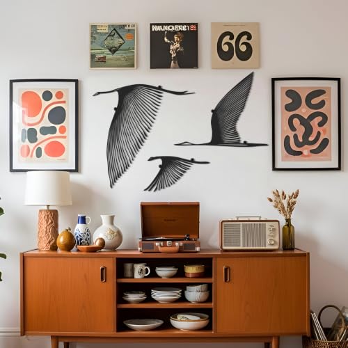 Pelopy 3 Pcs Black Flying Birds Metal Minimalist Bird Art Wall Decor by Pelopy - Used condition - Image 3