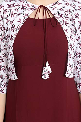 Image of Women's Crepe Jacket Kurta (ALC4045 Maroon S)