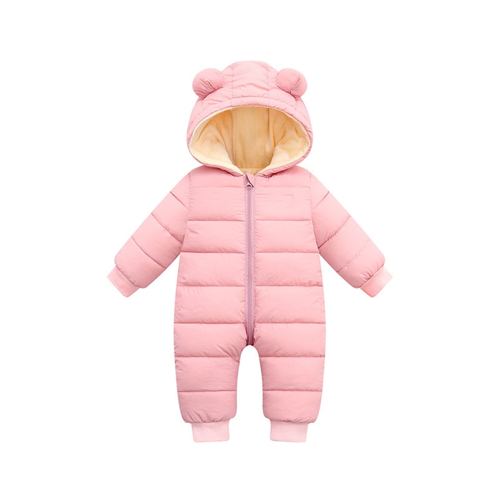 EnJoCho Baby Autumn Winter Tops Toddler Girl Boy Long Sleeve Hooded Down Cotton 1piece Crawling Suit With Extra Pile 0 To