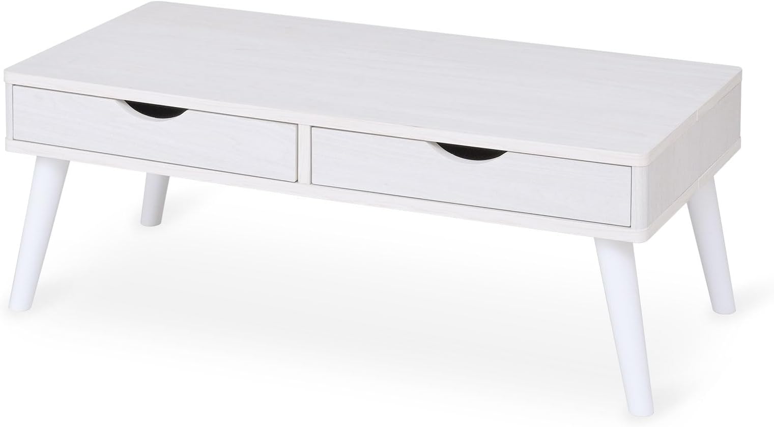 moca company REENA Low Table with Storage, Width: 39.4 inches (100cm), Center Table, Wooden Drawer, Living Room Table, Rectangular, White