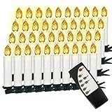 Soontrans 40er Christbaumkerzen Kabellos Weihnachtsbaumkerzen mit Fernbedienung, Timer, Warmweiß Licht, Dimmbar, Einstellbare Leuchtmodi, LED Kerzen für Weihnachtsbaumbeleuchtung Tannenbaumdschmuck