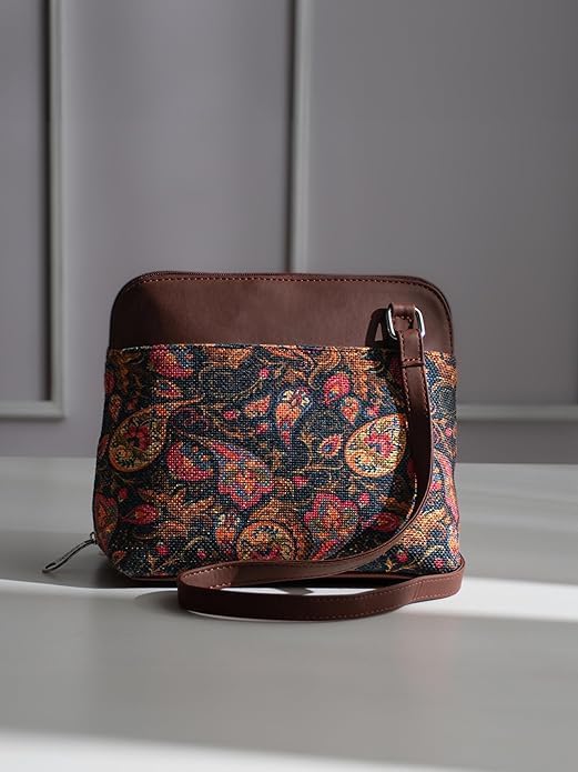 Printed Vegan Leather Sling Bag for Women – Stylish Crossbody Handbag with Adjustable Strap, Lightweight Purse for Travel & Everyday Use