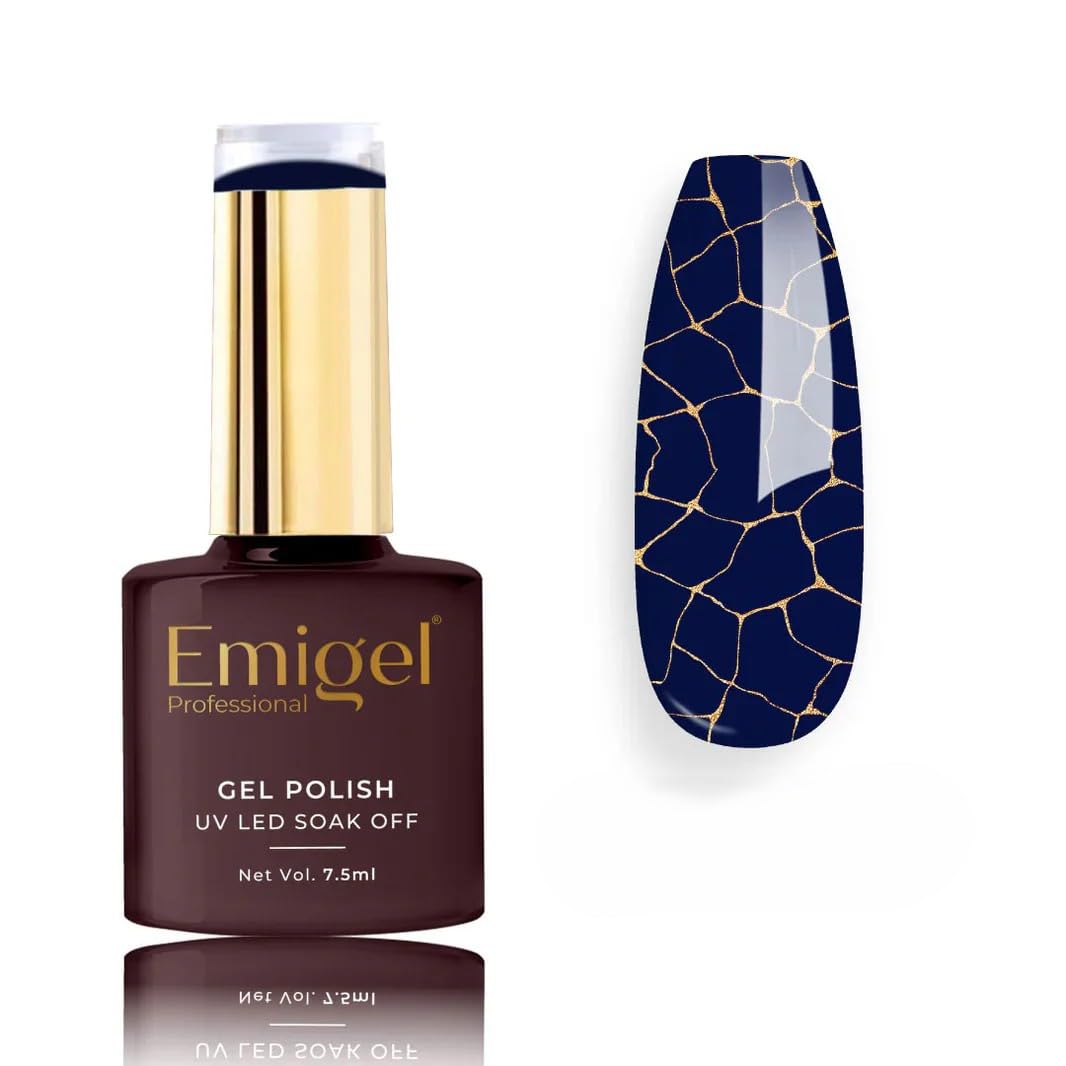 Emigel Professional Crackle Gel Polish 001 Paprika Red | Cured With UV LED Lamp | Super Glossy Finish | Quick Drying Nail Polish (7.5ml) (Blue)-image-32