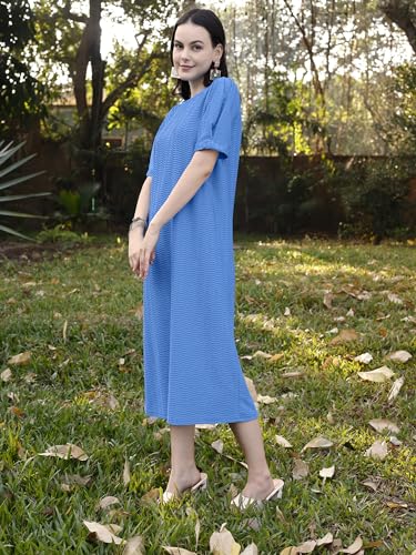 Image of PURVAJA Women's Polyester Blend A-Line Below The Knee Dress