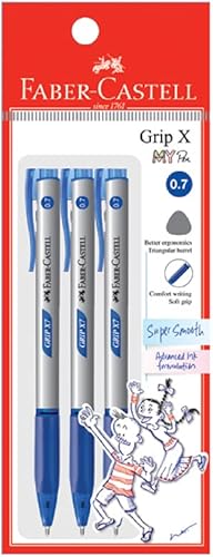 Miniatura 9 de Faber-Castell Grip X - Bolígrafo ergonómico, paquete de 3 (0.020 in, negro, azul) barril triangular, escritura sin fatiga, súper suave