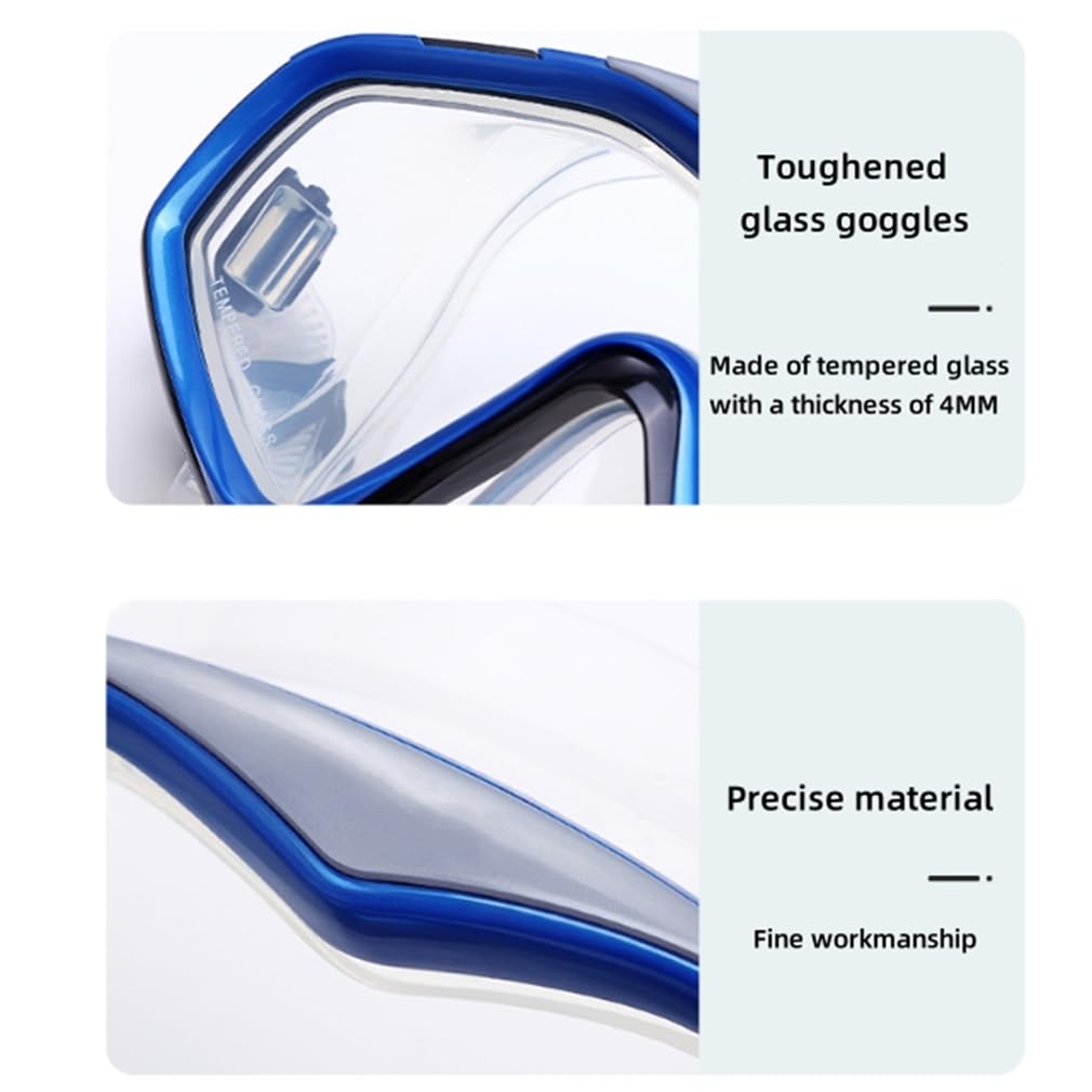 Attrezzatura da snorkeling da viaggio per adulti, con boccaglio Dry Top e borsa per attrezzi, occhiali in vetro temperato e silicone morbido, set di maschera da snorkeling per snorkeling