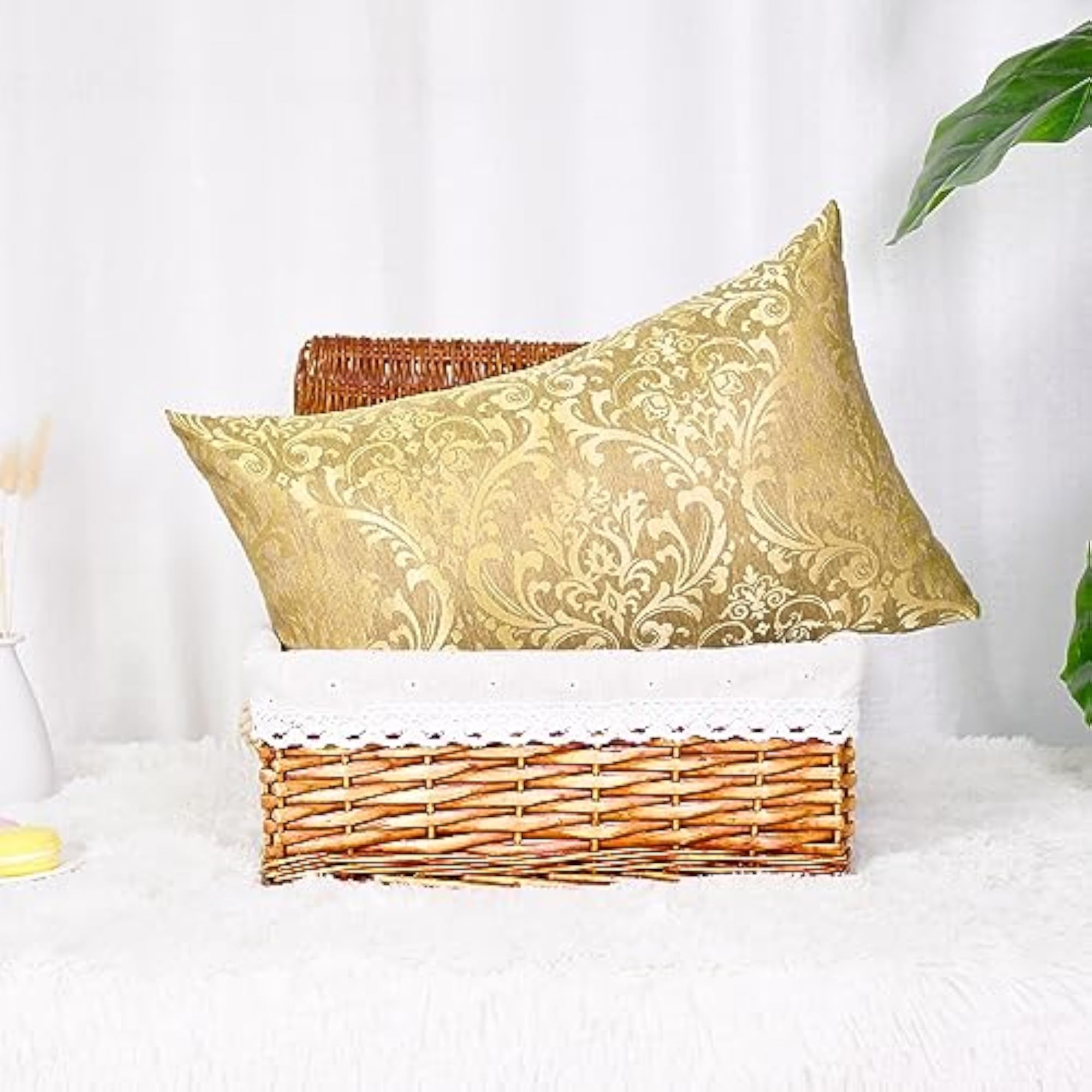 Decorative Couch Throw Pillow Covers, Gold Accent