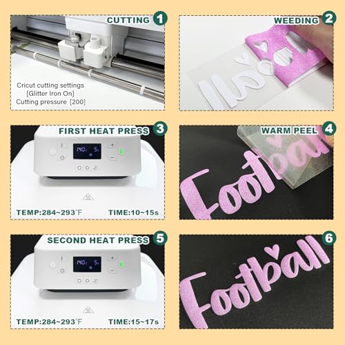 Image of Neon Pink Glitter Puff Vinyl Heat Transfer - 12 inch x 5ft 3D Puff HTV Vinyl, Glitter Puffy Iron-On for Fabrics, Perfect for T-Shirts, Bags, Pillows, Compatible with Cricut & Cameo