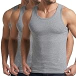 ShopMCR Men’s Basic Vest – Lightweight Breathable Tank Top, Soft Touch Fabric for All Day Comfort (3PK, L, Grey)
