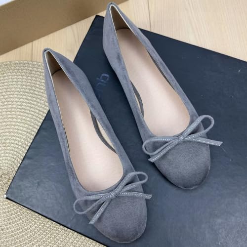 Image of TN TANGNEST Women's Velvet Flats Round Toe Ballet Shoes | Elegant Bowknot Flats Comfortable Casual Slip On Flats for Work