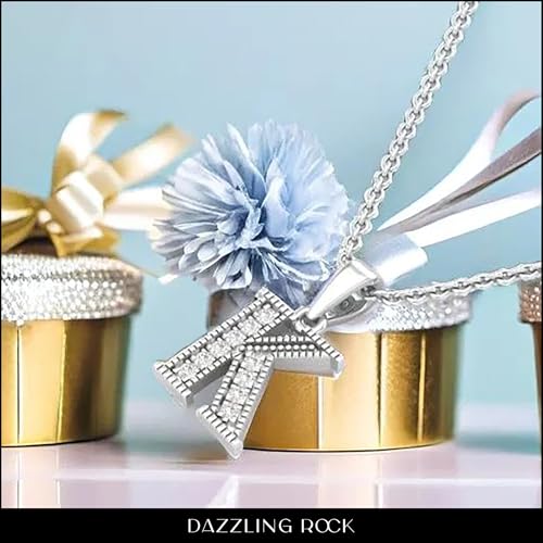 Dazzlingrock Collection 0.10 Cttw Round White Diamond A to Z Initial Pendant Necklace with 18 inch Silver Chain in Solid Gold & 925 Sterling Silver4