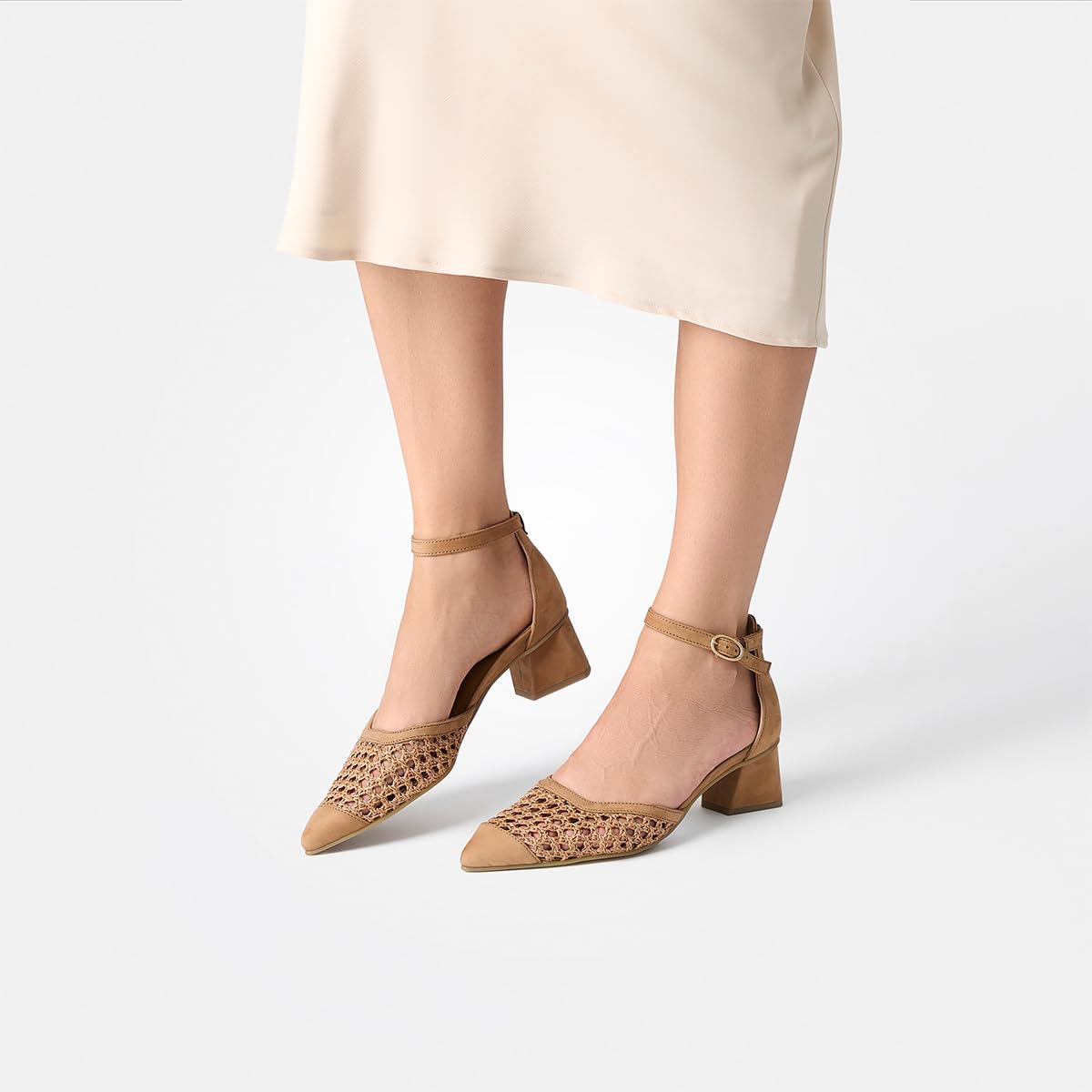 Paul Green Damen - Peeptoes & Slingpumps 3856-009 in braun gelocht/geflochten