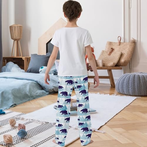 Boy's Pants Winter Polar Bear Mother Child Jogger Pants Elastic Waist Long Bottoms Trousers with Pockets 6-14 Years3