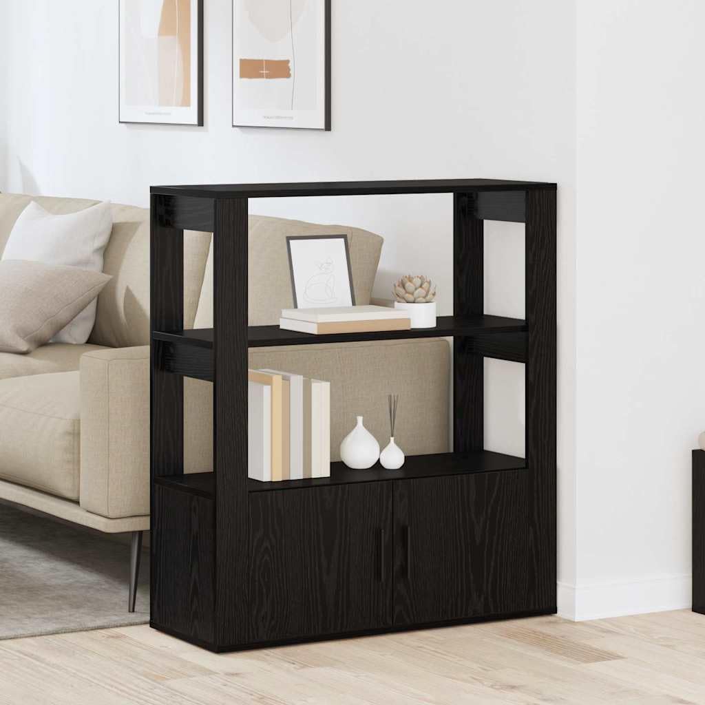 vidaXL Vitrina Roble Negro 30 x 80 x 90 cm Madera contrachapada, Salón Elegante, aparador Rectangular Moderno, Almacenamiento en Madera, Mueble Decorativo Funcional para Interiores
