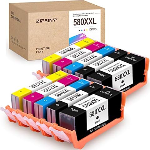ZIPRINT 10 Compatible for Canon PGI-580 CLI-581 XXL Printer Cartridges for Canon PIXMA TS6150 TR8550 TR7550 TS8150 TS6250 TS6151 TS8151 TS8152 TS9150 TS9155 Printer Cover