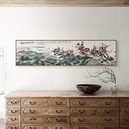 Art mural style chinois et impression vintage haut de gamme sur toile geante d'oiseau sauvage