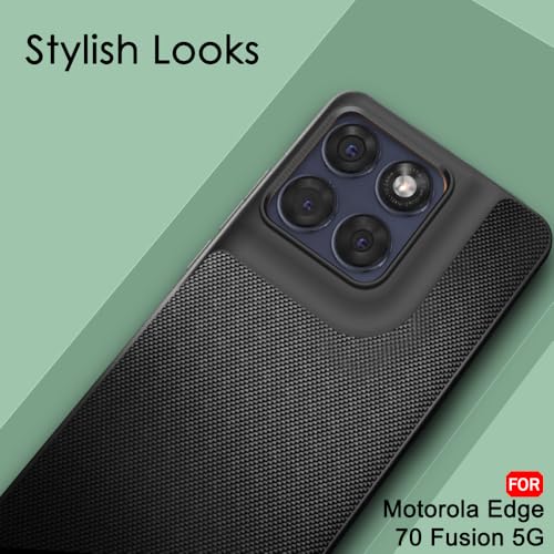 Image of TheGiftKart Back Cover Case for Motorola Moto Edge 70 Fusion 5G | Slim & Lightweight | Ultra-Premium Design | Camera Protection Bump | Fabric Texture Case Cover (PC & TPU, Black)