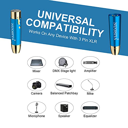 Nuosiya Xlr Connector Pack 10 Male And 10 Female With 3 Pin Gold-Plated Dmx 512 Connector Mic Cable Connectors Compatible With Microphone, Mixer[10 Pairs] #TOP2