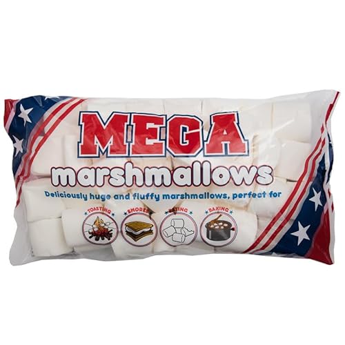 Mega Marshmallow Pack 2 x 500 g sabroso, esponjoso, extra grande libre de grasa. Perfecto para asar, picar aperitivos, etc. Hecho con una deliciosa receta americana (aproximadamente 1 kg)