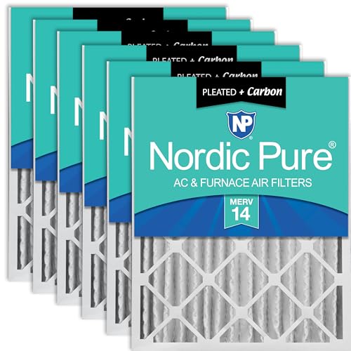 Nordic Pure 20x20x4 (19_1/2 x 19_1/2 x 3_5/8) Pleated Air Filters MERV 14 Plus Carbon 6 Pack