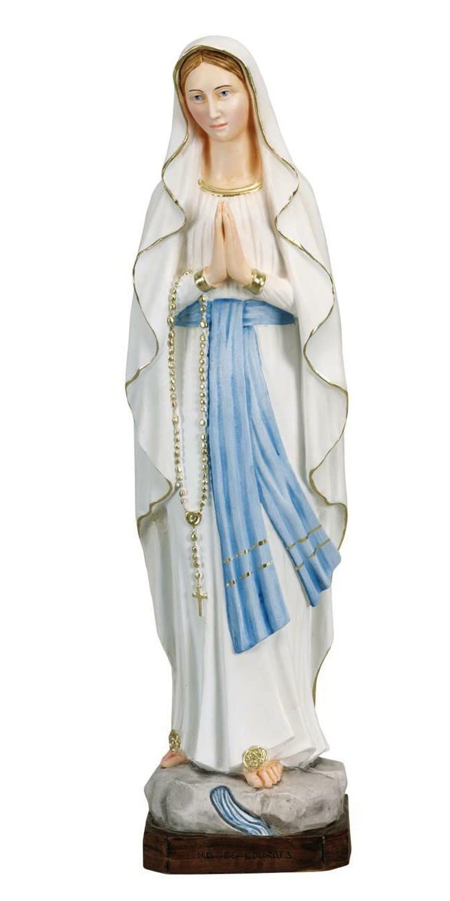 Generico Arte Sacra Caravaggio Statua Madonna Lourdes cm 50 (19,68 inches) in marmo resina decorata a mano di produzione artigianale italiana