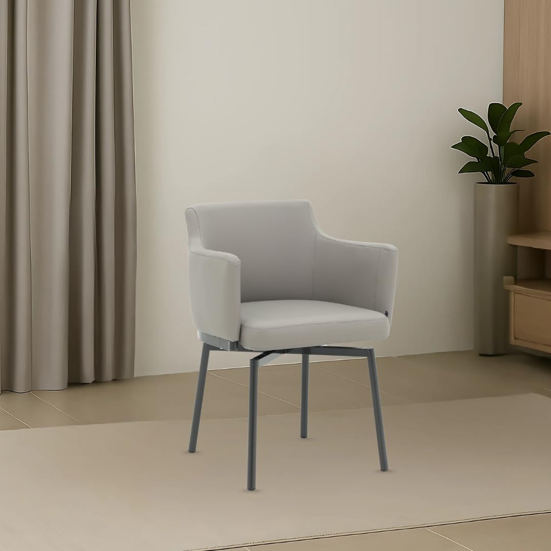 Royaloak Turin Italian Dining Chair | Contemporary Dining Table Chairs with 180° Swivel Reverse Mechanism | Integrated Armrests | Cushioned Seat & Back | Powder-Coated Legs | Refined Italian Style-image-30